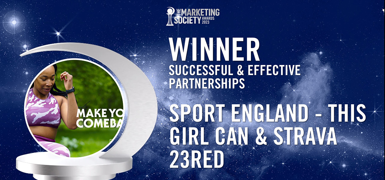 Graphic from the Marketing Society Awards showing This Girl Can as the winner of the successful and effective partnership of the year award