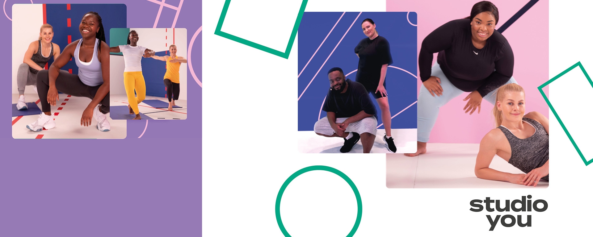 A decorative collage of pictures from the Studio You website