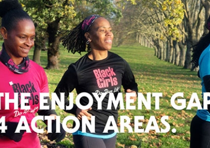 The cover of the 4 action areas document, with women running on the front