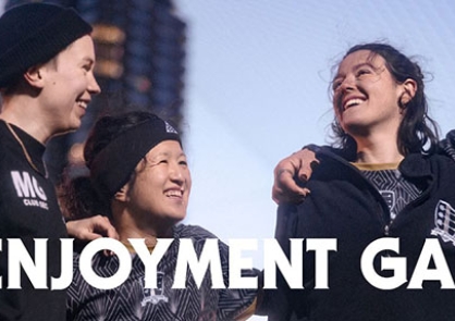 The Enjoyment Gap cover - women celebrating while playing football